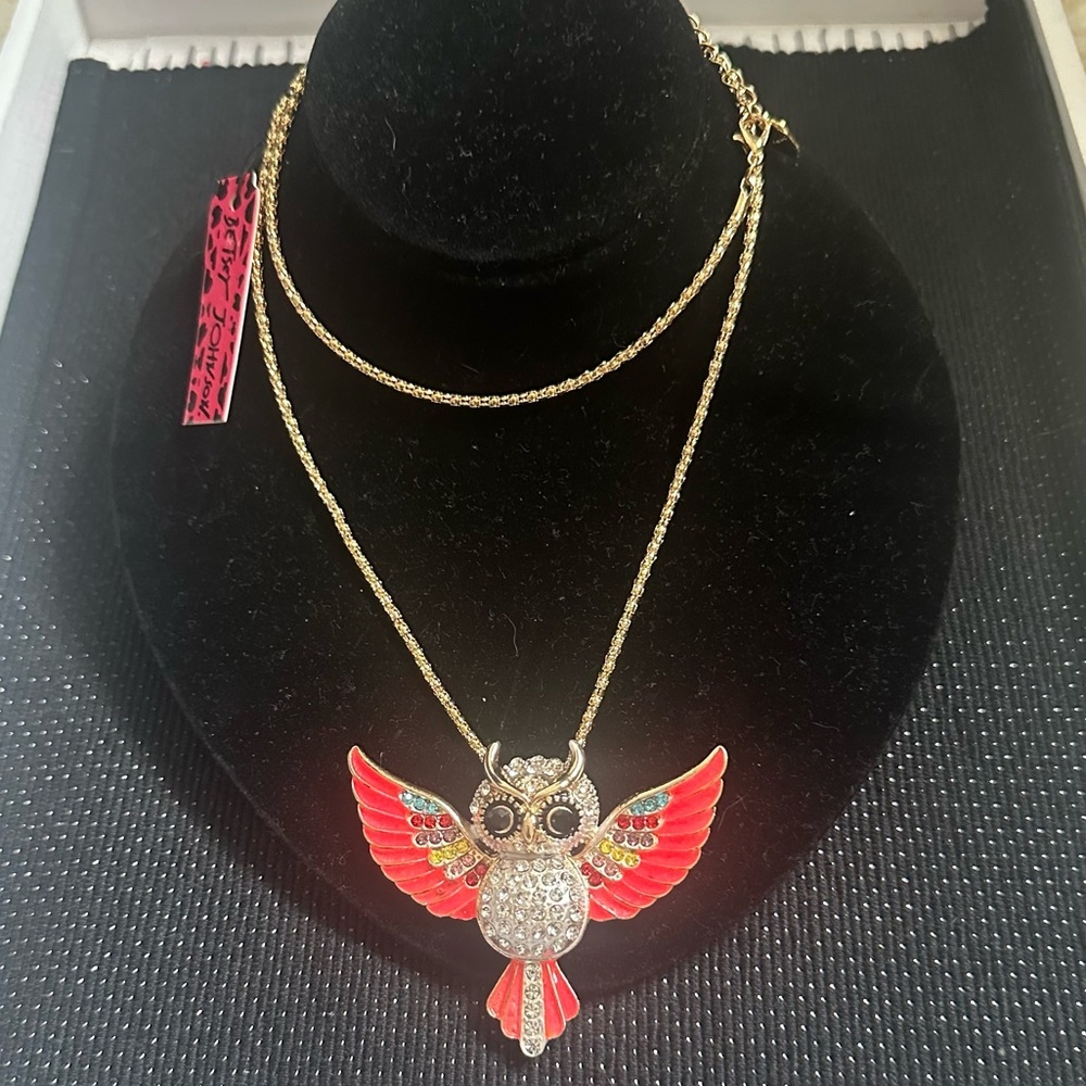 Betsey Johnson Vibrant Owl Pendant Necklace - Picture 2 of 4